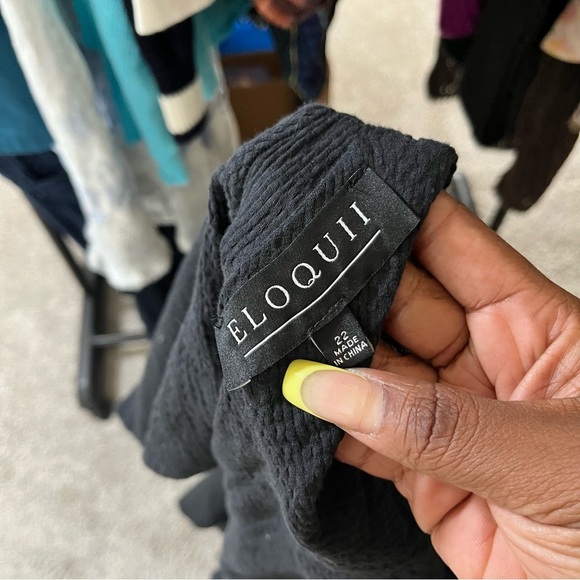 Eloquii Women Plus Size Maxi Dress 3X Black Tie Open Back Cottage Boho 22 - Picture 10 of 11